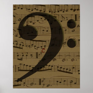 Muzikale Treble Clef Bladmuziek Classic Poster