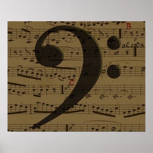 Muzikale Treble Clef Bladmuziek Classic Poster (Voorkant)