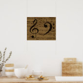 Muzikale Treble Clef Bladmuziek Classic Poster (Keuken)