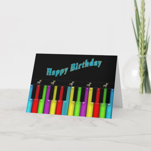Muzikale verjaardag - - Kleurrijk Toetsenbord Kaart (Voorkant)