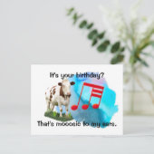 Muzikale verjaardags koe briefkaart (Staand voorkant)