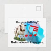Muzikale verjaardags koe briefkaart (Voorkant / Achterkant)