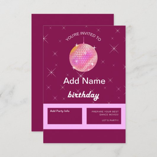 Muzikale verjaardagsuitnodiging kaart (Voorkant / Achterkant)