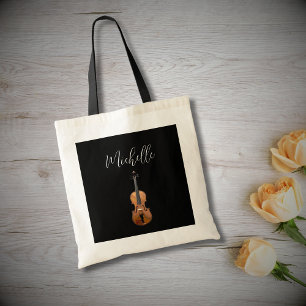 Muzikale Viool Klassieke Muziek Elegant Zwart Tote Bag