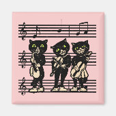 Muzikale zwarte katten magneet (Voorkant)