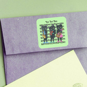 Muzikant Black Cats op Blad van Muziekinstrumenten Vierkante Sticker