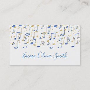 Muzikant Blue en Faux Gold folie Notes Visitekaartje
