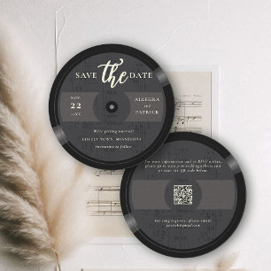 Muzikant bruiloft Save the Date Vinyl QR Code Zwar