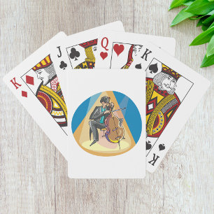 Muzikant die de cello speelt pokerkaarten