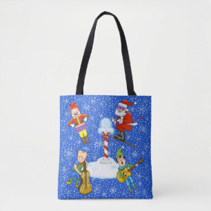 Muzikant Elves met Kerstmis Canvas tas