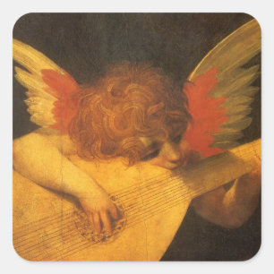 Muzikant Engel die Luit Speelt door Rosso Fiorenti Vierkante Sticker