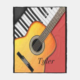 Muzikant, gitaar, toetsenbord, aangepast fleece deken