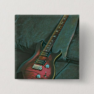 Muzikant guitar lovers gift vierkante button 5,1 cm