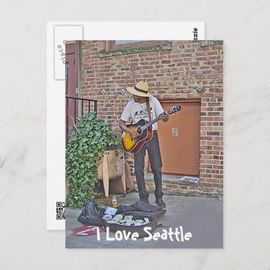 Muzikant in Alley Briefkaart (Voorkant / Achterkant)