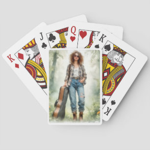 Muzikant in het betoverde bos pokerkaarten
