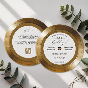 Muzikant LP Vinyl Gold Record Wedding Kaart