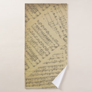 Muzikant met blad voor muzieknotities badhanddoek