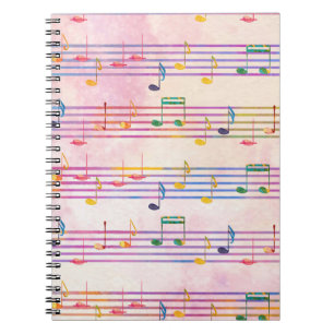 Muzikant met Colorful Multicolor Music Note Notitieboek