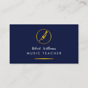 Muzikant met muziekTrumpet Gold Instrument Bass Ba Visitekaartje