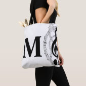 muzikant - monogram met drievoudig gespleten muzie draagtas (Dichtbij)