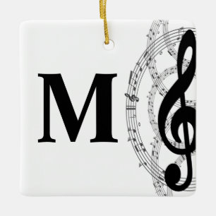 muzikant - monogram met drievoudig gespleten muzie keramisch ornament