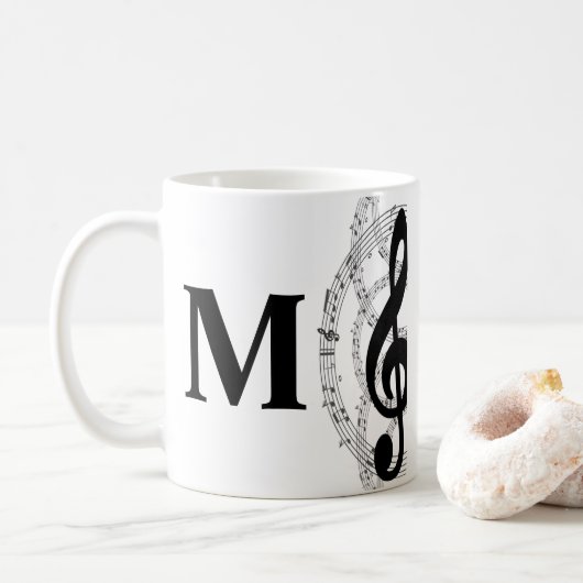 muzikant - monogram met drievoudig gespleten muzie koffiemok (Met donut)
