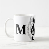 muzikant - monogram met drievoudig gespleten muzie koffiemok (Links)
