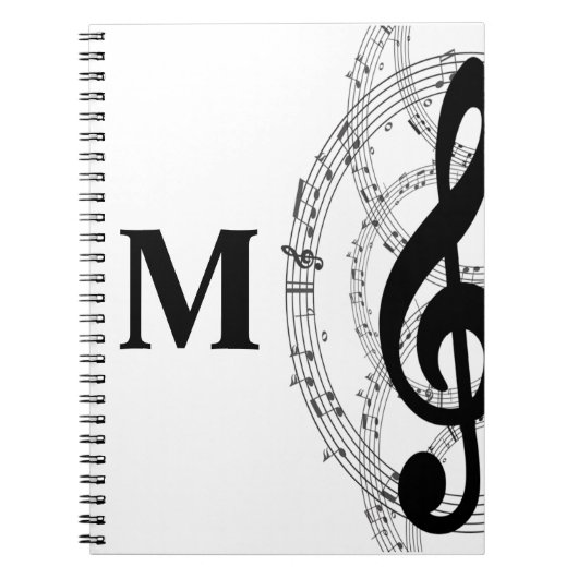 muzikant - monogram met drievoudig gespleten muzie notitieboek (Voorkant)