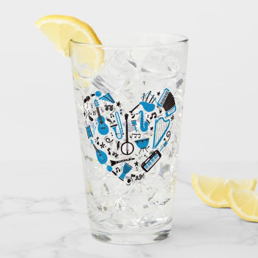 Muzikant Musical Instrument Heart Tool Glas (Voorkant ijs)