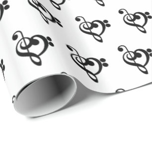 Muzikant Muziek Hart - Diskant- en Bassleutel Cadeaupapier
