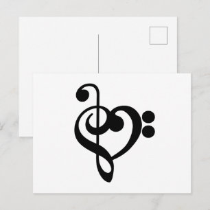 Muzikant Muziek Hart - Treble Bass Clef Briefkaart