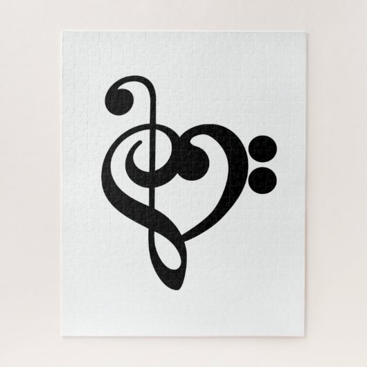 Muzikant Muziek Hart - Treble Bass Clef Legpuzzel (Verticaal)