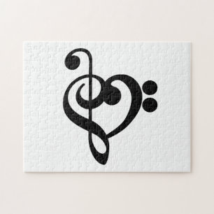 Muzikant Muziek Hart - Treble Bass Clef Legpuzzel