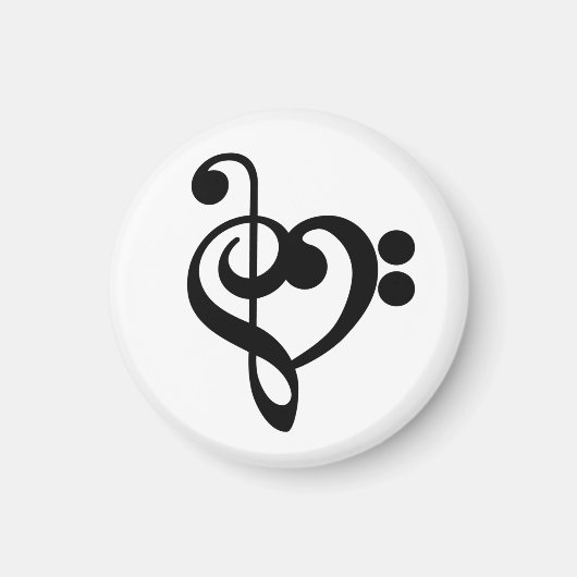 Muzikant Muziek Hart - Treble Bass Clef Magneet (Voorkant)