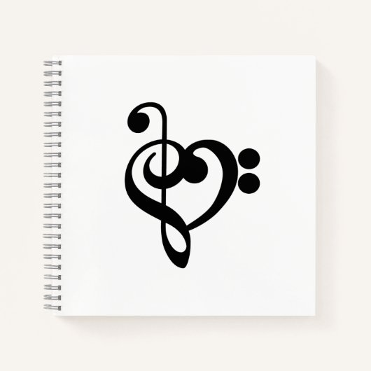 Muzikant Muziek Hart - Treble Bass Clef Notitieboek (Voorkant)