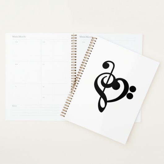 Muzikant Muziek Hart - Treble Bass Clef Planner (Display)