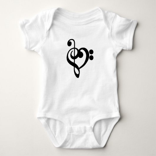 Muzikant Muziek Hart - Treble Bass Clef Romper (Voorkant)