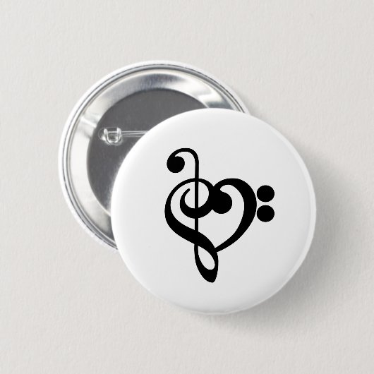 Muzikant Muziek Hart - Treble Bass Clef Ronde Button 5,7 Cm (Voorkant /achterkant)