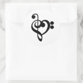 Muzikant Muziek Hart - Treble Bass Clef Ronde Sticker (Tas)