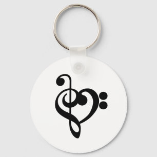 Muzikant Muziek Hart - Treble Bass Clef Sleutelhanger