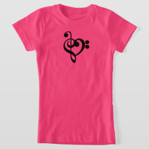 Muzikant Muziek Hart - Treble Bass Clef T-shirt
