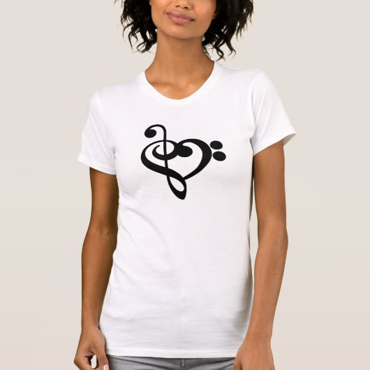 Muzikant Muziek Hart - Treble Bass Clef T-shirt (Voorkant)