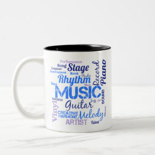Muzikant Muziek Liefhebber Woordwolk Tweekleurige Koffiemok