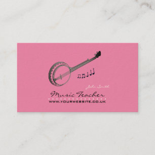 Muzikant/Muziekleraar (Banjo) Roze BG Visitekaartje