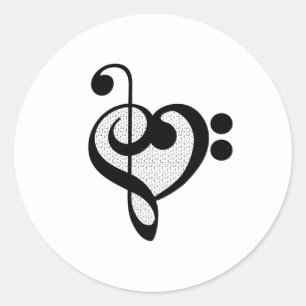 Muzikant Muzieknoot Patroon Hart Ronde Sticker