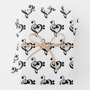 Muzikant Muzieknote Patroon Hart Inpakpapier Vel