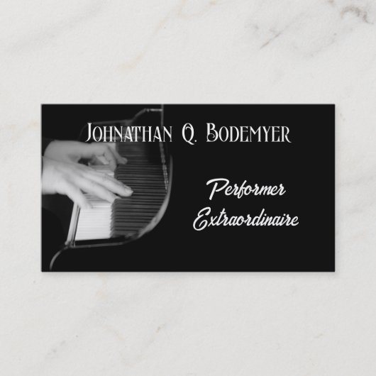 Muzikant Performer Elegant Zwart Wit Visitekaartje (Voorkant)
