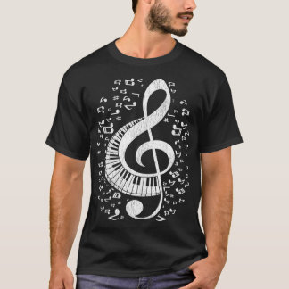 Muzikant Pianist Muzieknoten Keyboard Treble Clef T-shirt