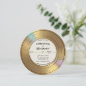 Muzikant  Record Gold Vinyl Modern Wedding Kaart (Staand voorkant)