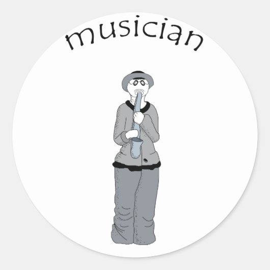 muzikant ronde sticker (Voorkant)